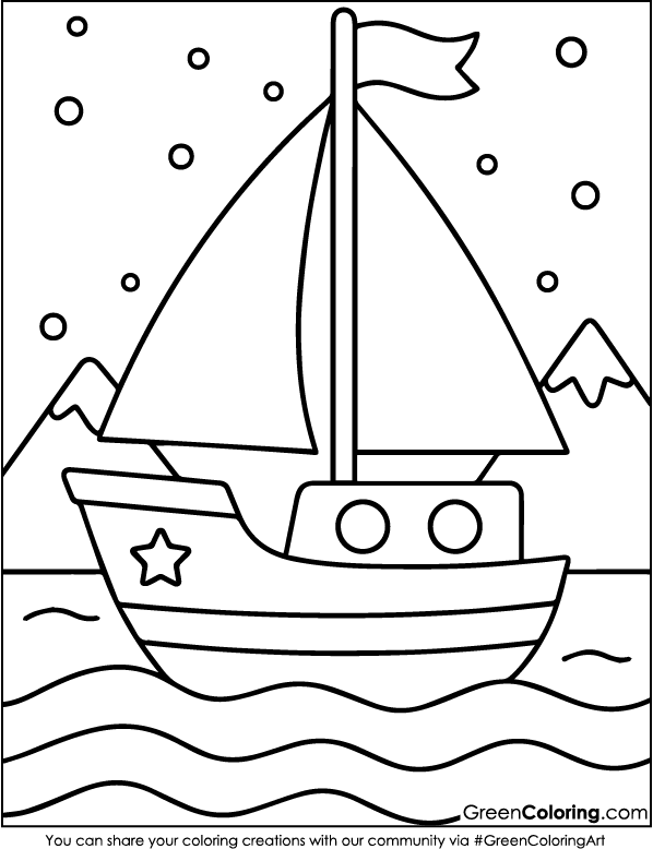 Download Printable Boat Coloring Page PDF