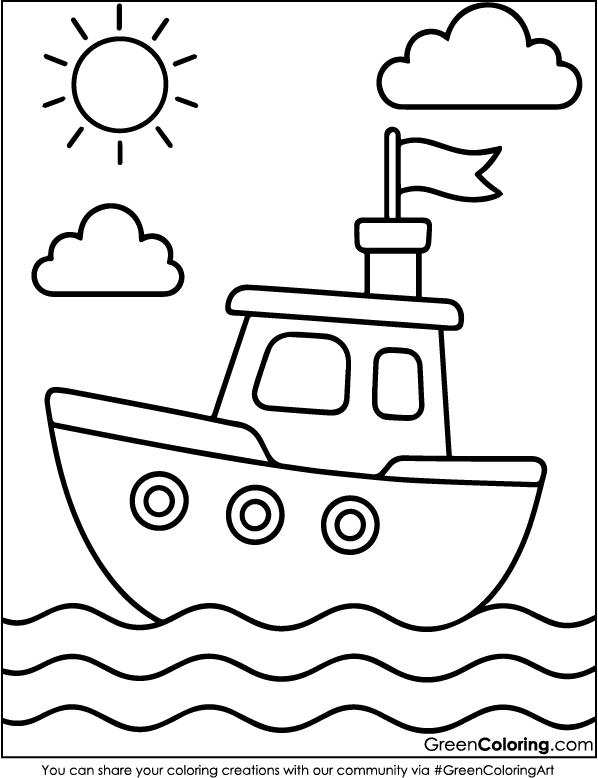 Download Printable Boat Coloring Sheets PDF