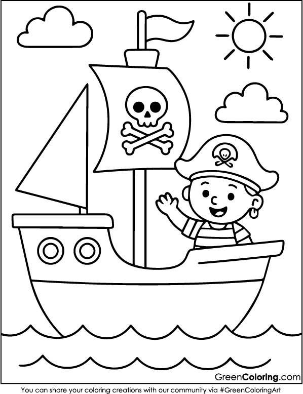 Simple Boat Coloring Pages for Kids Free PDF