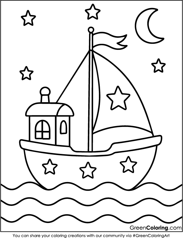 Boat Coloring Pages for Kids