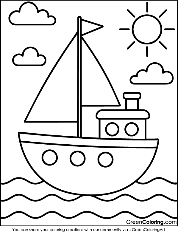 Printable Boat Coloring Pages for Kids