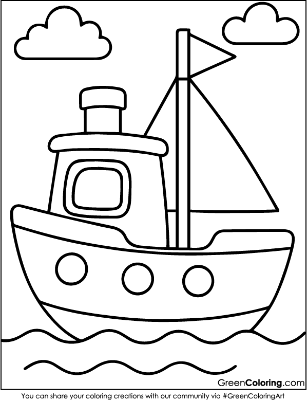 Boat Coloring Pages for Kids