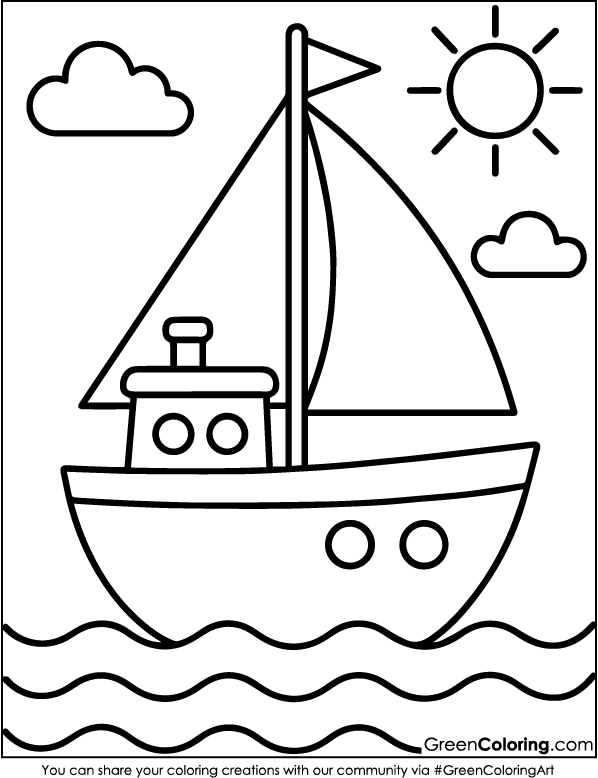Printable Boat Coloring Pages for Kids Free