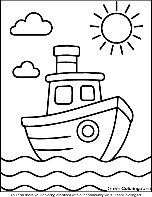 Printable Boat Coloring Pages for Kids Free