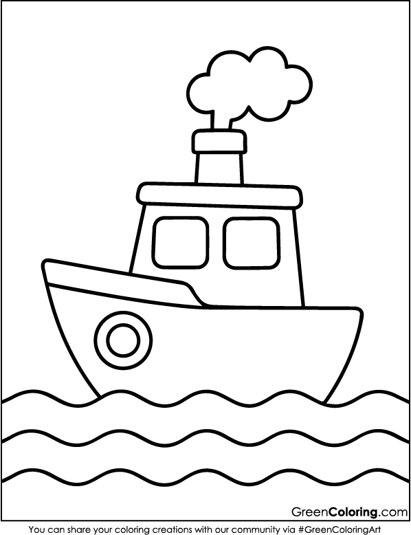 Simple Boat Coloring Pages for Kids Free PDF
