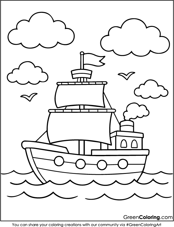 Free Ship Coloring Sheets for Kids