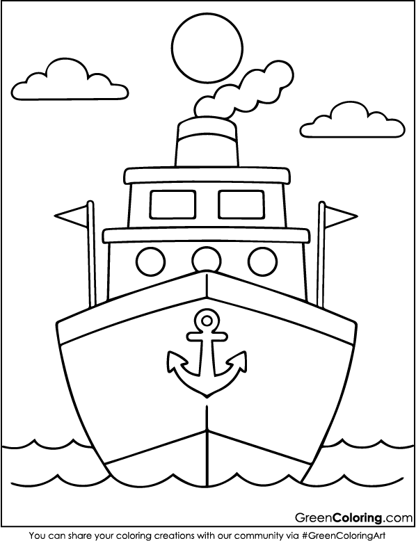 Free Ship Coloring Pages PDF Printable