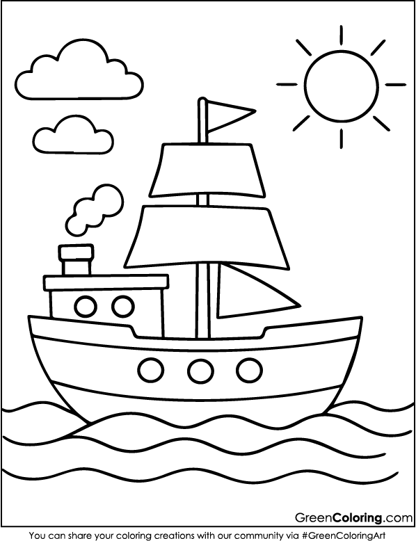 Ship Coloring Pages PDF Printable