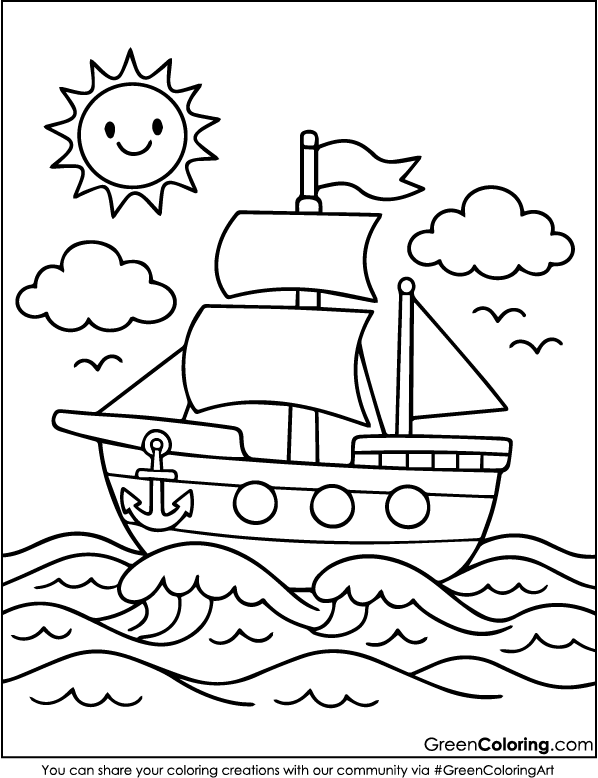 Ship Coloring Page