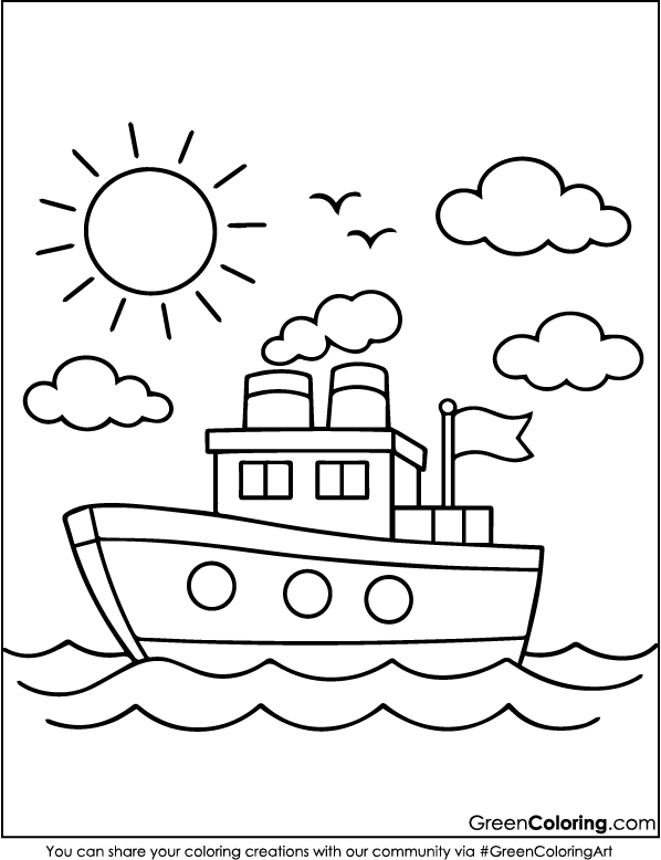 Free Ship Coloring Pages for Kids