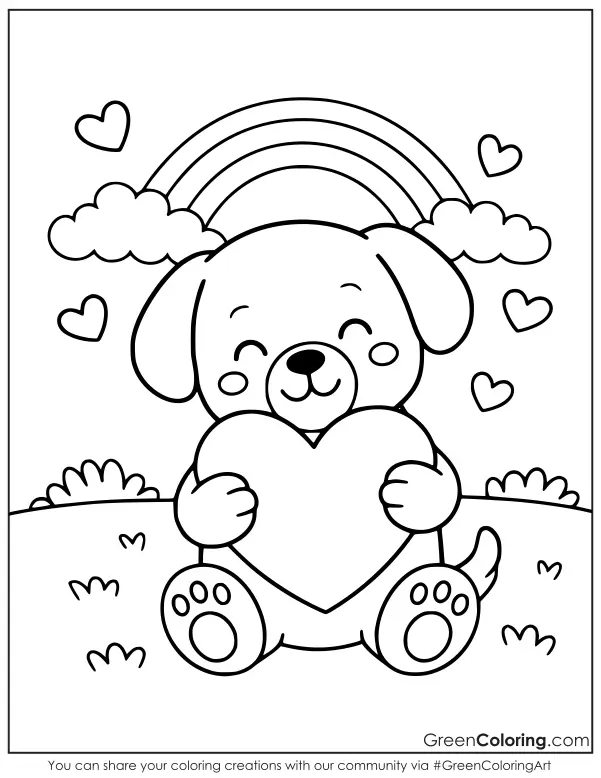 Cute Valentines Day Coloring Page for Kids PDF Printable
