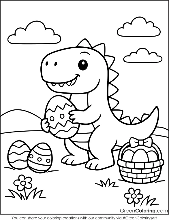 Free Dinosaur Coloring Pages Easter