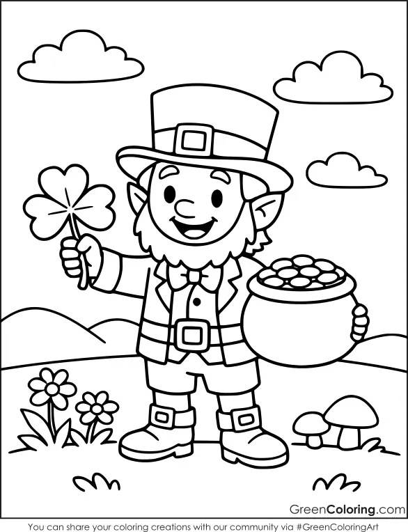 Easy St. Patrick's Day Coloring Sheet for Kids PDF Printable