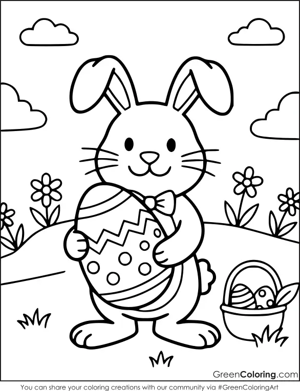 Printable Easter Bunny Coloring Pages for Kids PDF