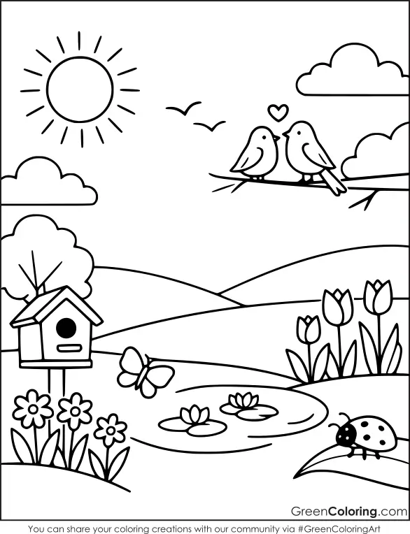 Spring Coloring Pages for Kids Free