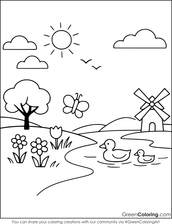 Printable Spring Coloring Pages for Kids Free
