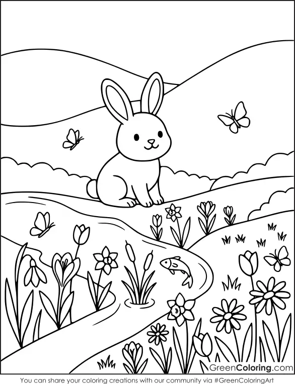 Printable Spring Coloring Pages for Kids PDF