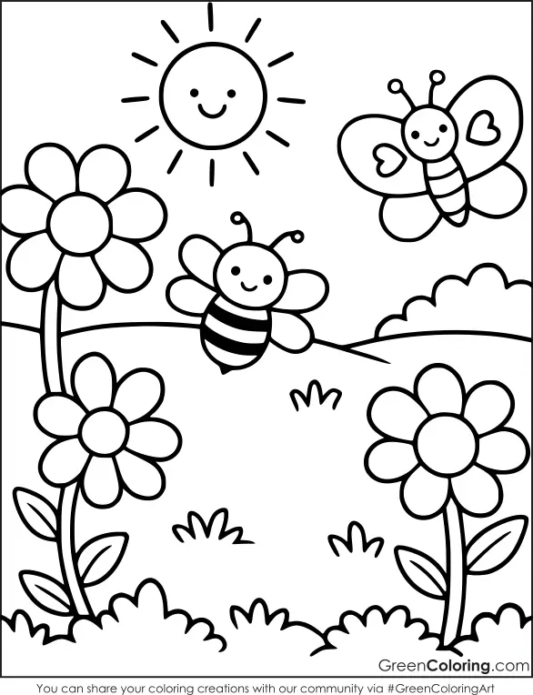 Free Spring Coloring Pages for Kids