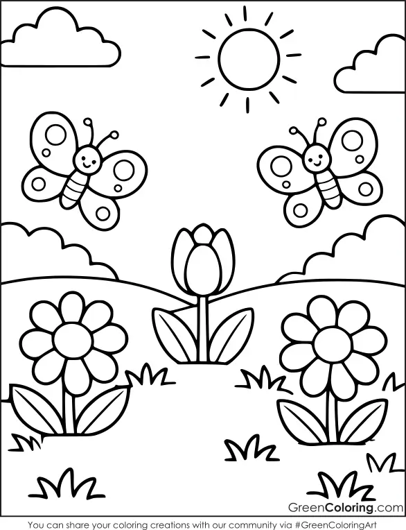Free Spring Coloring Page for Kids