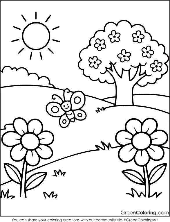 Free Spring Coloring Page for Toddlers