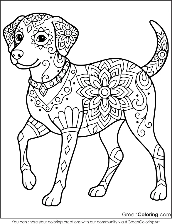dog mandala coloring pages free