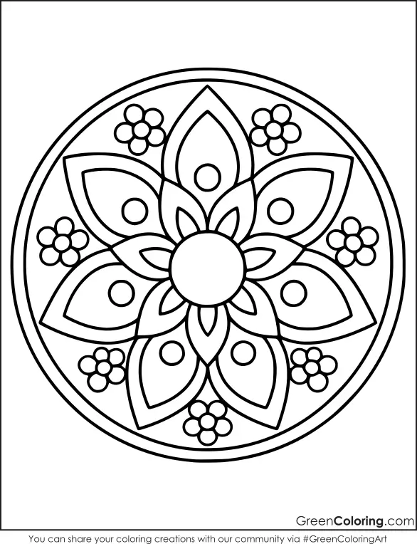 Spring flower mandala coloring pages