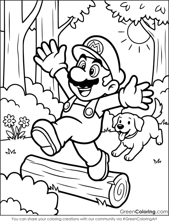 Basic Mario outline coloring page free printable