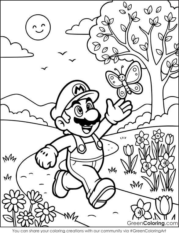 mario coloring page print