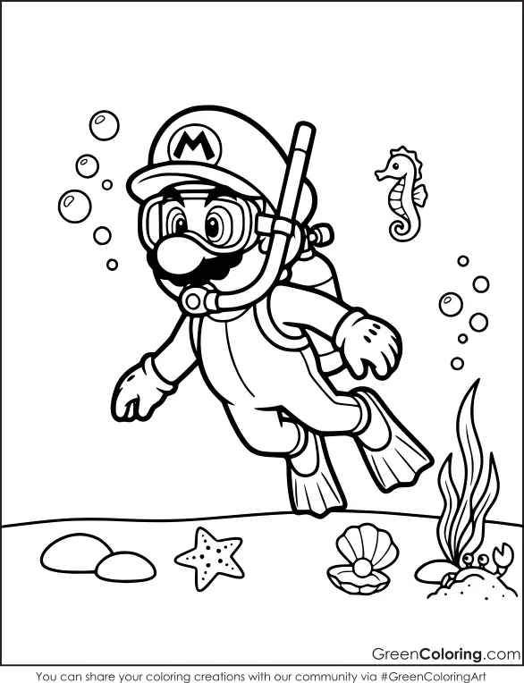 Easy Mario Coloring Pages for Toddlers