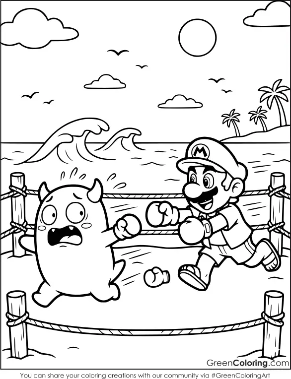 Funny Mario Coloring Pages