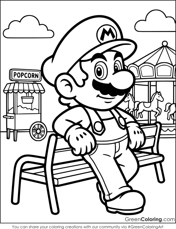 easy coloring pages mario