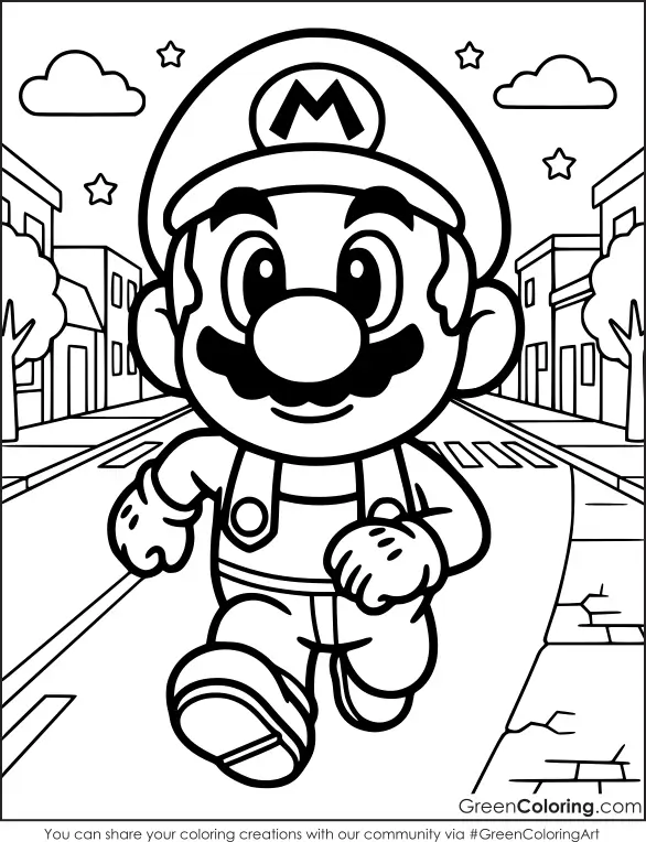 super mario coloring page