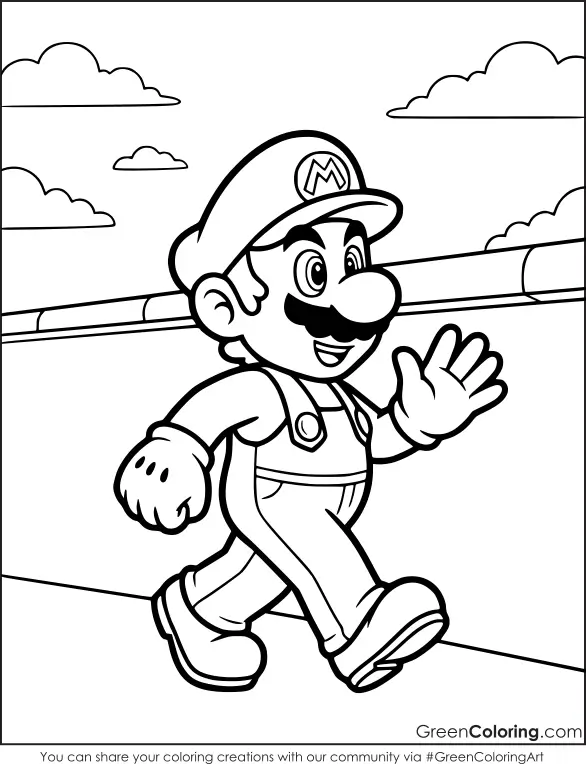 Super Mario Walking Coloring Pages for Kids