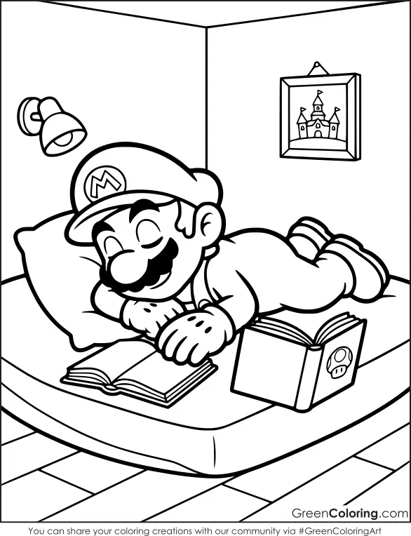 Mario sleeping coloring pages