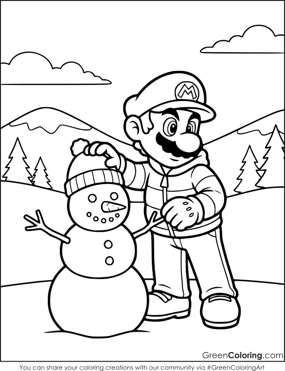 Mario winter coloring pages pdf