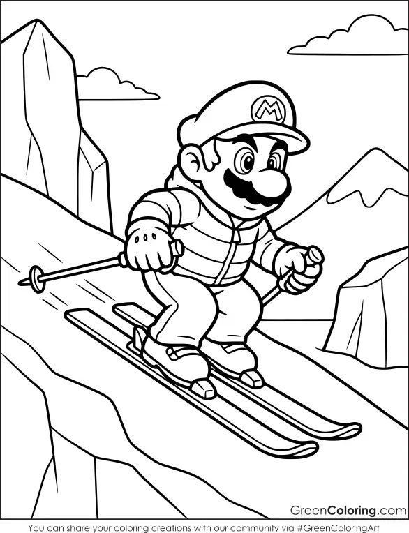 Super Mario winter coloring pages printable