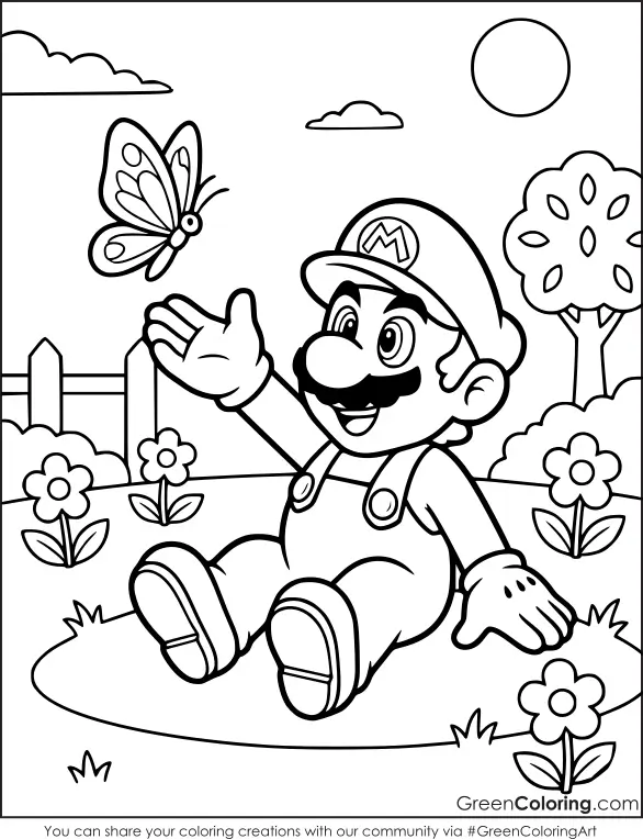 Mario spring coloring pages printable free