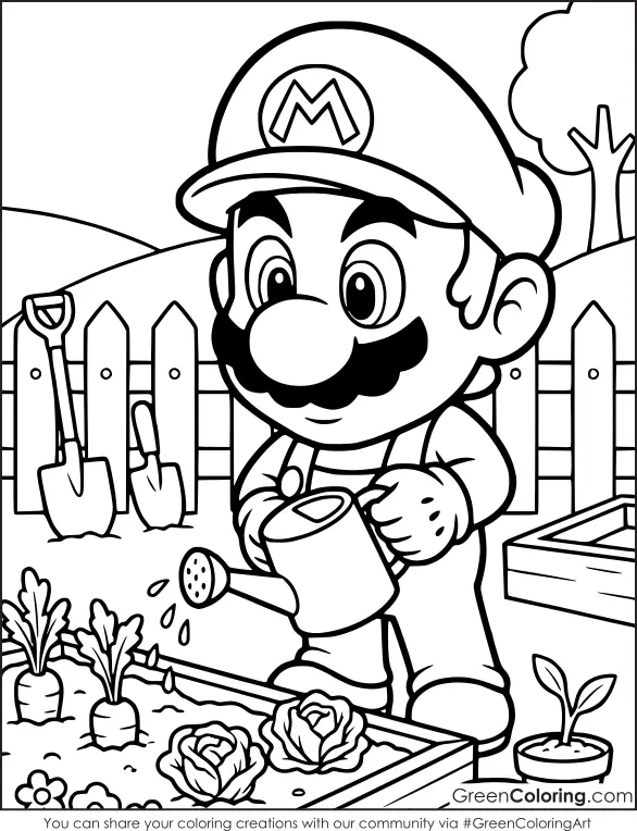 Coloring Page for Kids Super Mario