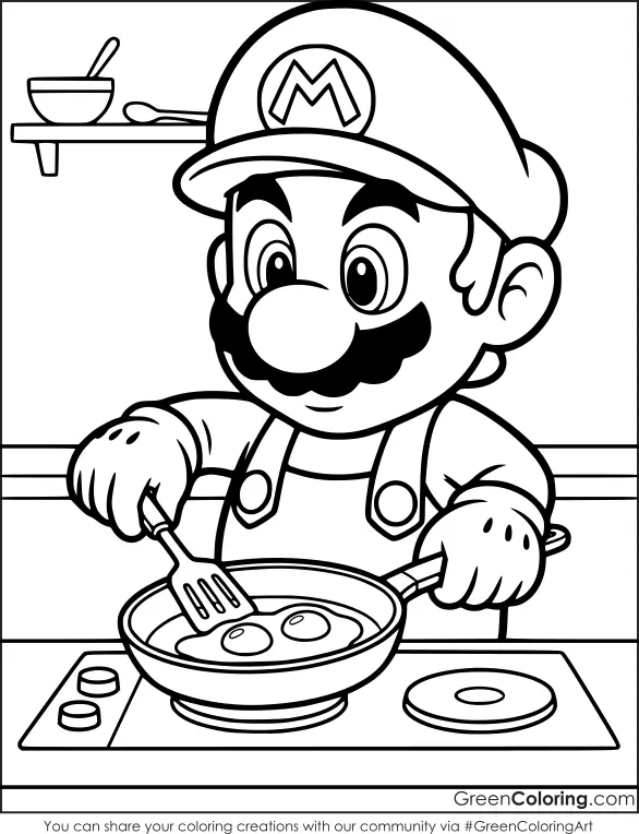 Super Mario Cooking Coloring Pages