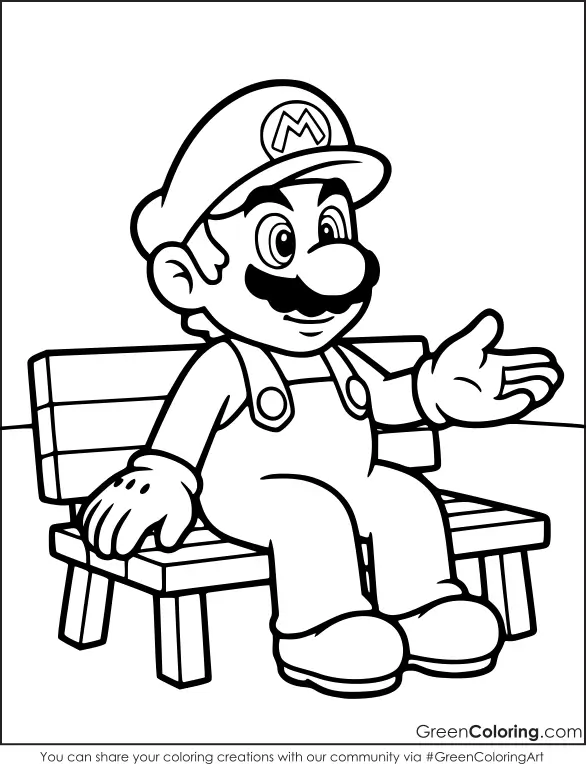 Basic Mario outline coloring page free printable