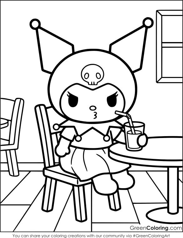 Free Kuromi Coloring Pages