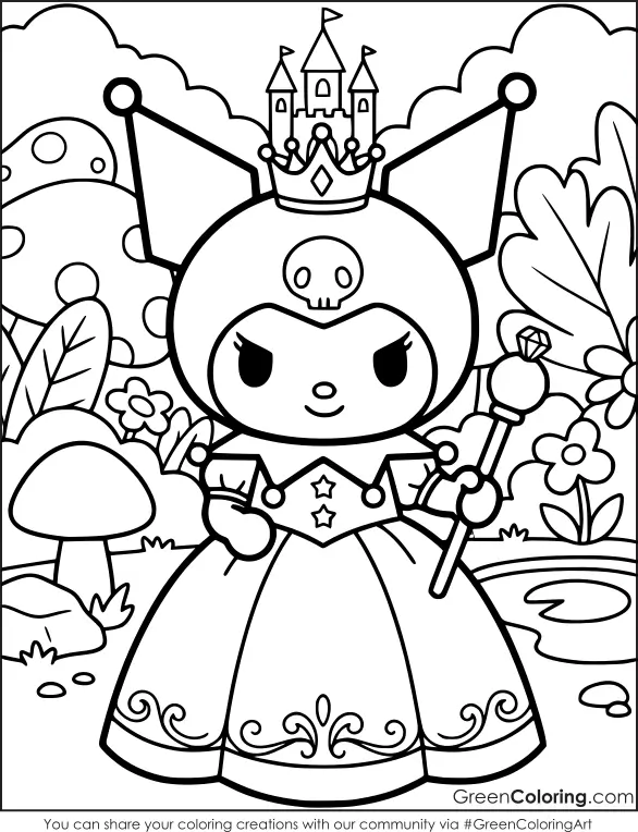 Printable Kuromi Coloring Pages