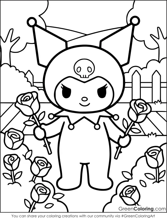 kuromi flower coloring pages