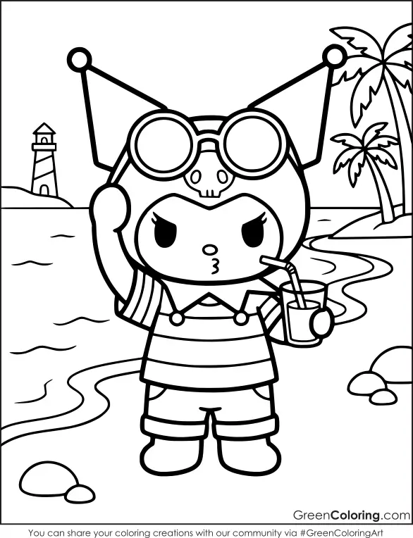 kuromi summer coloring pages