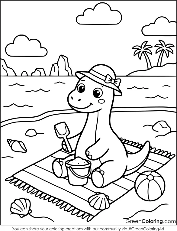 Summer Dinosaur Coloring Pages for Kids