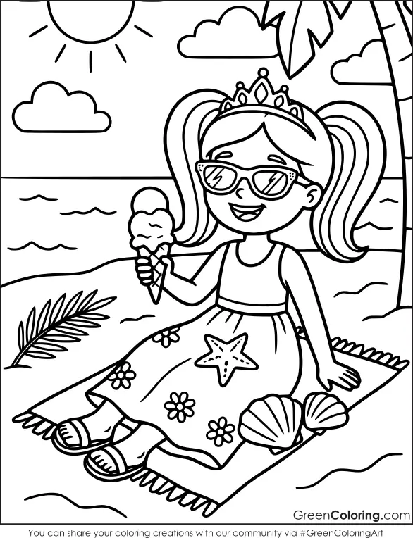 Summer Princess Coloring Page