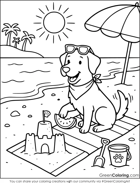 coloring pages summer beach