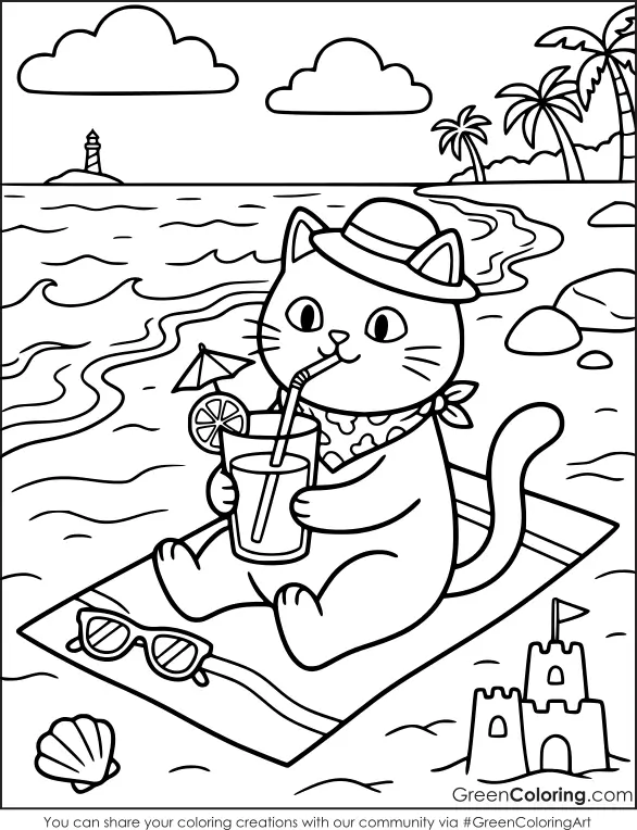 coloring pages summer beach