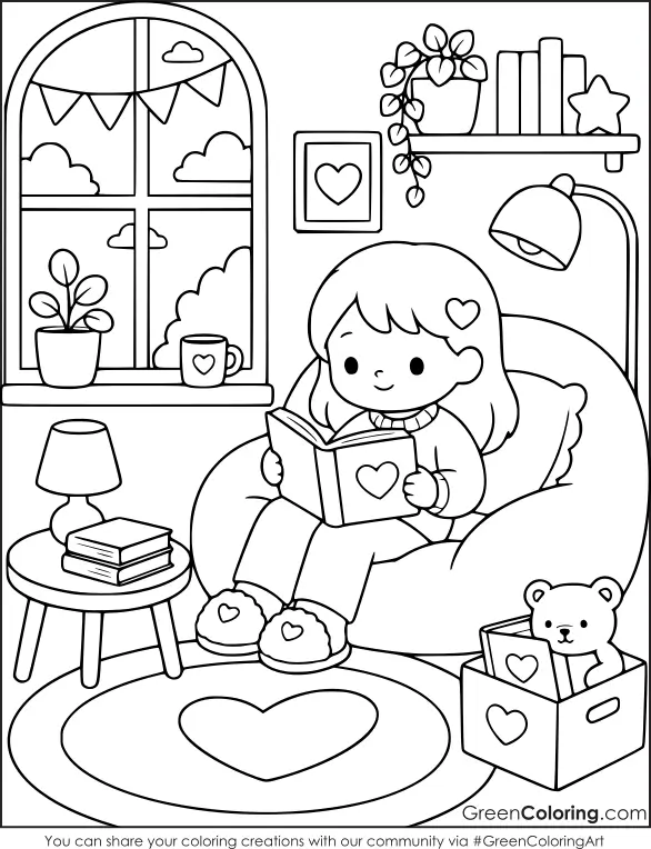 Cozy Coloring Page Printable PDF