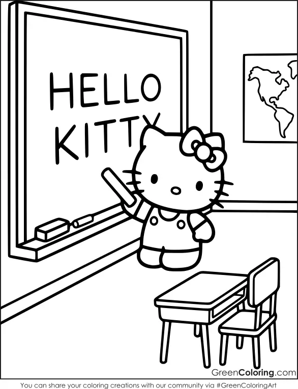 Hello Kitty School Coloring Pages